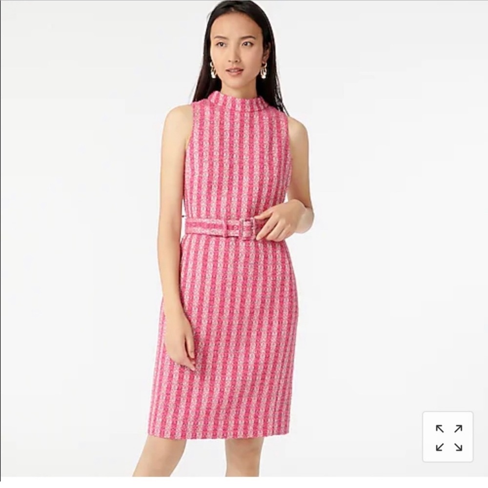 J.Crew Women's Pink Mockneck NWT Sheath Dress In Disco Tweed. Beautiful color.